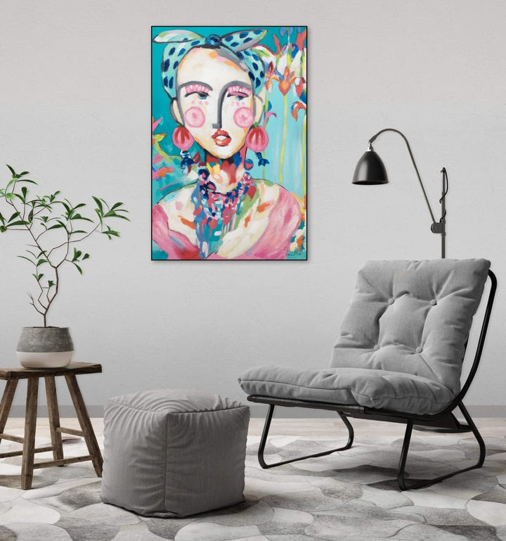 KunstLoft Leinwandbild | 100% HANDGEMALT | 60x90cm | Gemälde 'Frida in Trad' | Berühmte Personen | R