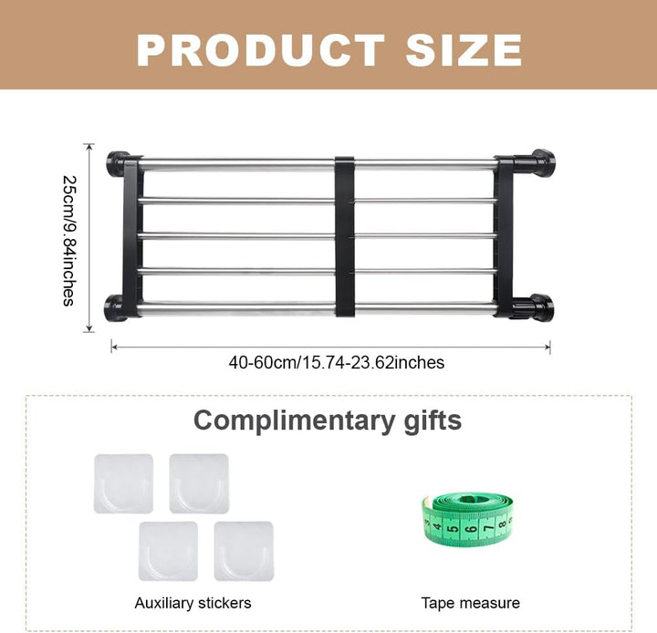 Hershii Erweiterbare Schrankspannregalstange, verstellbares Metallregal, Schrank-Organizer, DIY-Tren