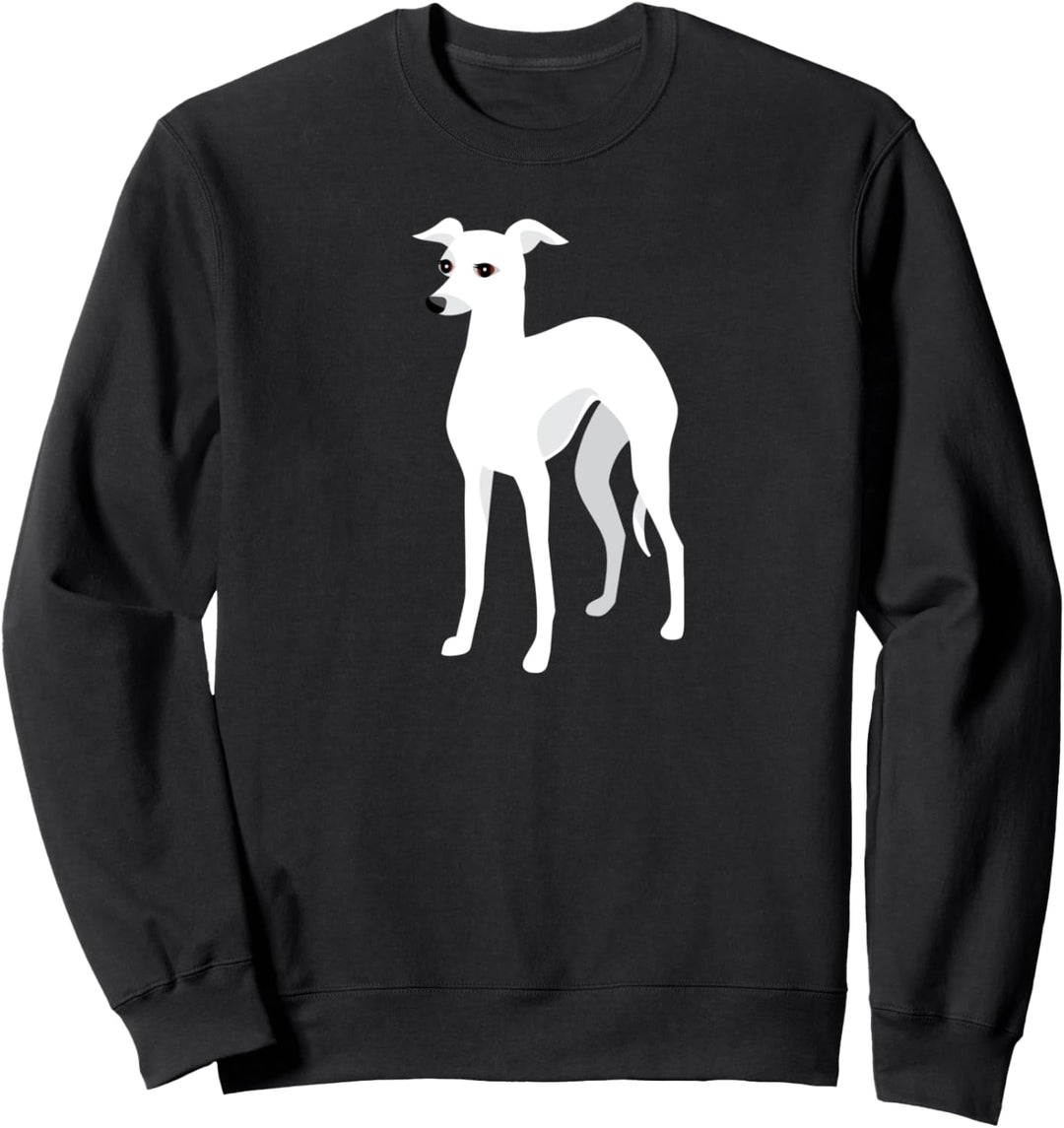Eleganter weisser Whippet oder italienischer Windhund. Sweatshirt
