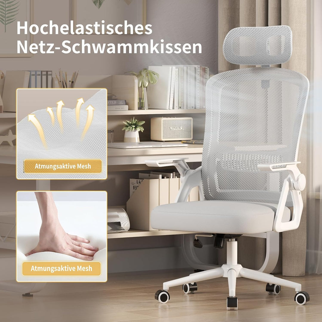 naspaluro Ergonomischer Bürostuhl, Schreibtischstuhl für Homeoffice | Mit Lordosenstütze & verstellb