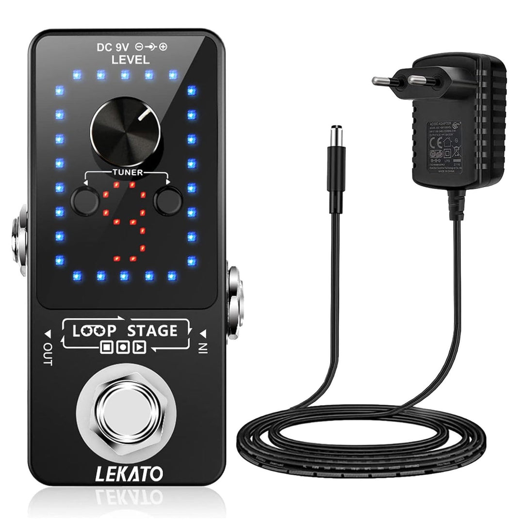 Guitar Looper mit Netzteil, LEKATO 9 Loops 40 Minuten Aufnahmezeit Gitarren-Looper Eingebautes Stimm
