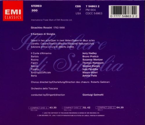 Rossini: Il Barbiere di Siviglia (Gesamtaufnahme) (ital.), Audio-CD