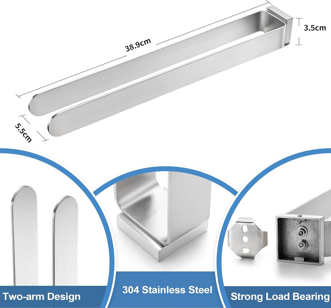 Dvocel Handtuchhalter Bohren Handtuchstange Doppelt 304 Edelstahl Silber Handtuchalterung Zweiarmig