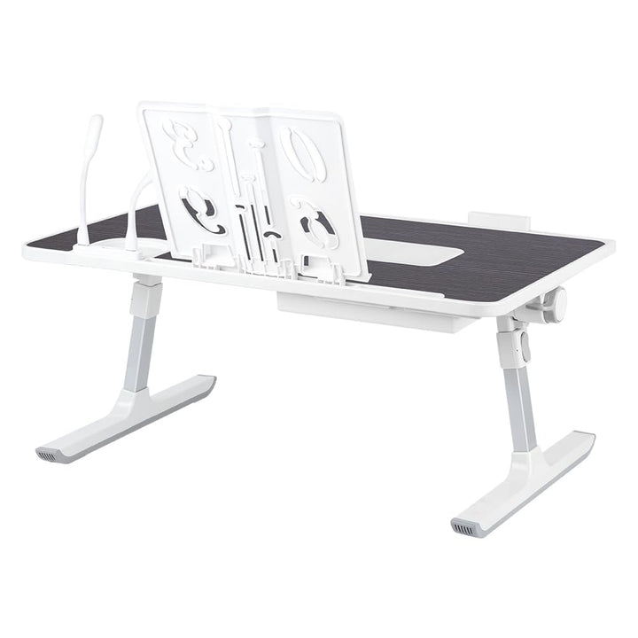 Laptoptisch, klappbar, Betttisch für Laptop, neigbar mit Kühler/USB-Anschlüssen/Schublade, höhen- un
