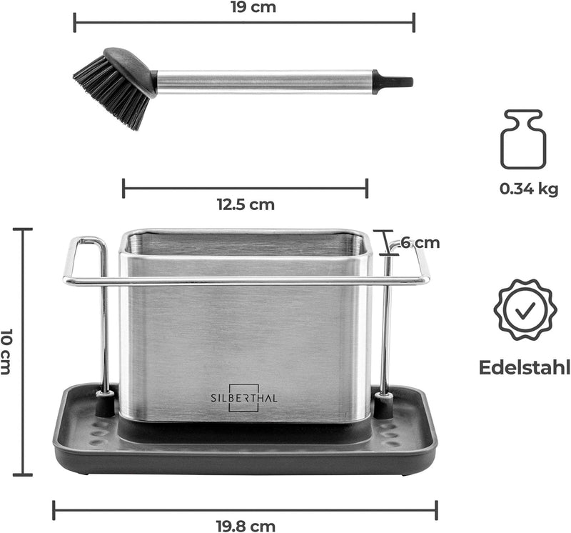SILBERTHAL Spülbecken Organizer - Edelstahl - Für Spülmittel und Schwämme - Ordnung Küche, Spülbecke