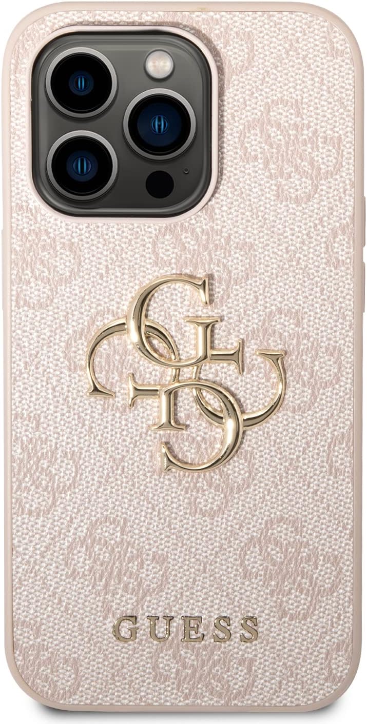 Guess PU 4G Metal Logo case iPhone 14 Pro Max pink GUHCP14X4GMGGR schwarz