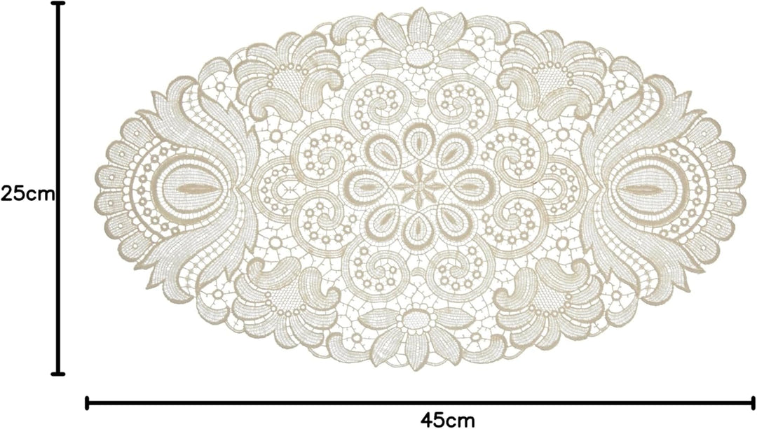 Plauener Spitze by Modespitze 67952 Design Plauen, Gre 25 x 45 cm oval, creme 25 cm x 45 cm oval, 25