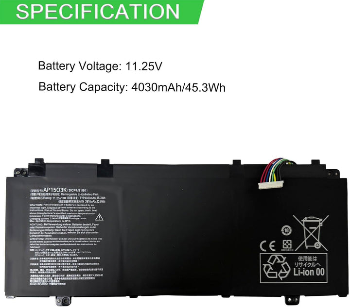 XITAIAN AP15O5L AP1505L Ersatz Akku Kompatibel mit Acer Aspire S13 S5-371 S5-371-52JR S5-371-56VE S5