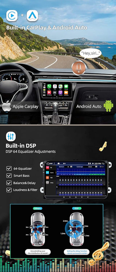 JOYX Android 10 Autoradio Passt für VW Passat/Golf/Skoda/Seat - 2G+32G - Eingebaut DSP/Carplay/Andro