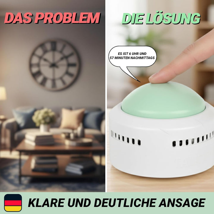 Sprechende Tischuhr für Blinde, Senioren und Sehbehinderte, mit Klatschsensor, 5 Sprachen einstellba