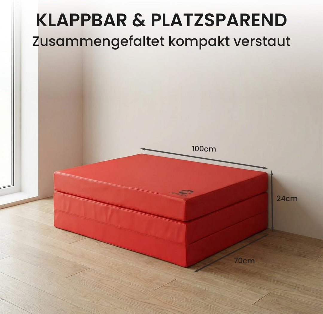 Jeflex - klappbare Weichbodenmatte & Turnmatte 210 x 100 x 8 cm MADE IN GERMANY/Gymnastikmatte tragb