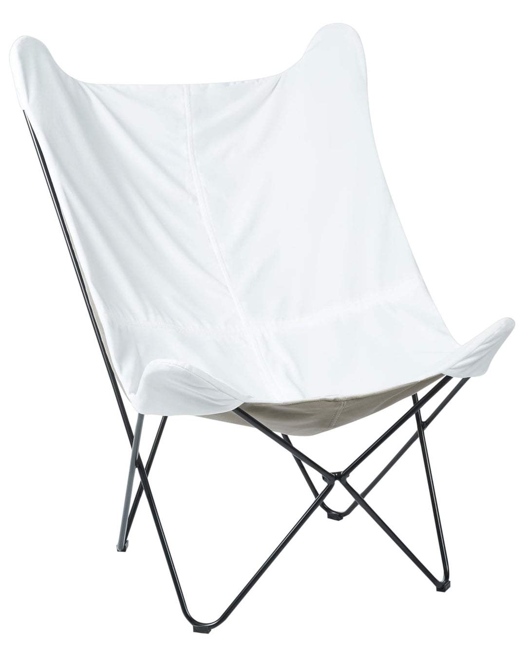 Schmetterlingssessel Samtstoff weiss Haarnadel-Metallgestell schwarz Retro Nybro