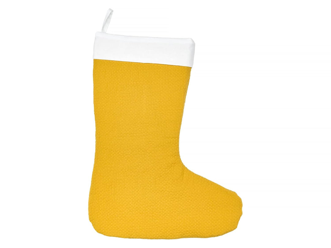 KraftKids Weihnachtsstiefel in Doppelkrepp Gelb Mustard, Nikolaus Stiefel aus 100% Baumwolle, 36 cm