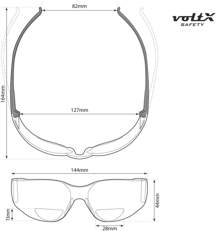 voltX 3 x GRAFTER’ BIFOKALE (GEMISCHT: 1x Klar 1x Gelb 1x Rauchgrau +2.5 Dioptrie) Leichtgewichts In