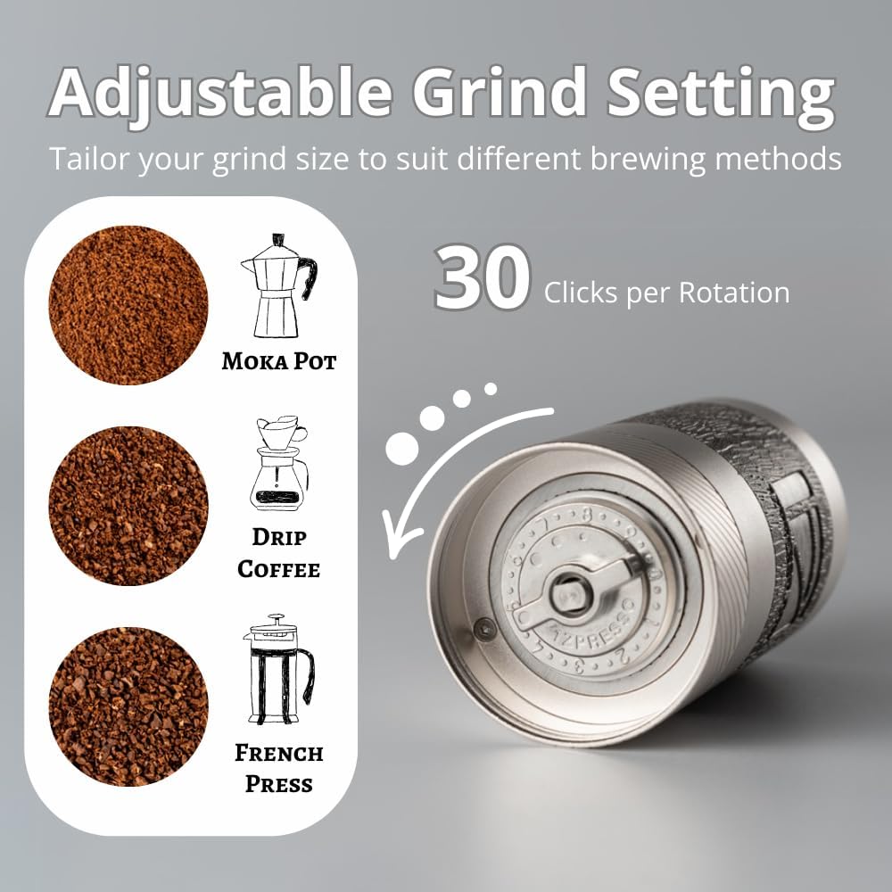 1Zpresso Q Manuelle Kaffeemühle - Kurbelgriff mit, Mini Slim Travel Grösse Passt in den Kolben, Mont