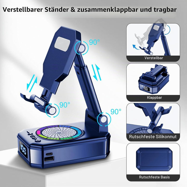 Bluetooth Lautscher, Mama, 4-in-1 Musikbox Bluetooth mit 7 LED-Farben und Handyhalterung, Lange Akku