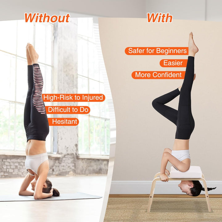 REDCAMP Yoga kopfstandhocker, Yoga Inversion Bank mit Holzrahmen und PU Pads, Entlasten Müdigkeit Ba