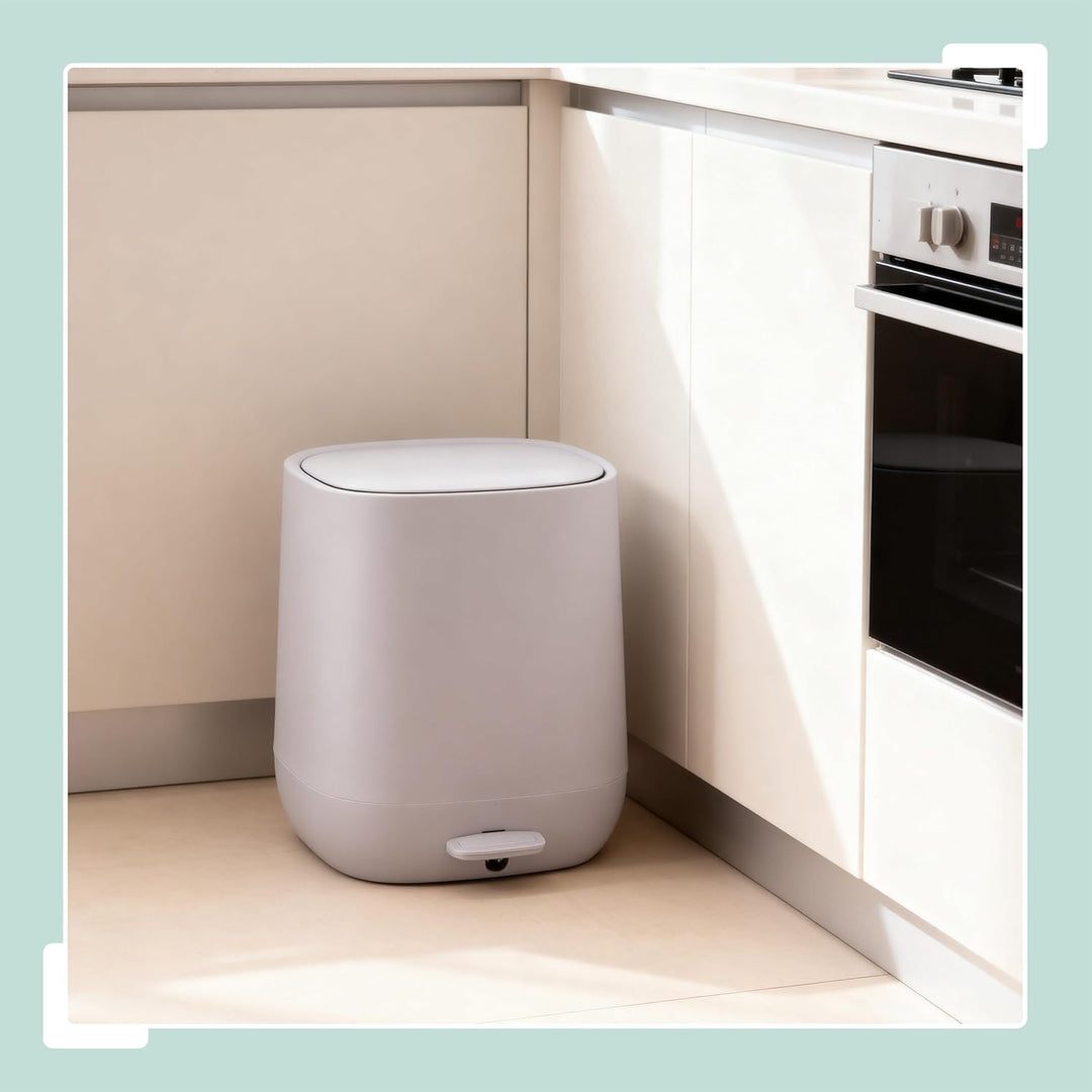 Relaxdays Mülleimer Bad, 5 l, Kosmetikeimer mit Soft-Close, Matte Optik, entnehmbarer Inneneimer, Tr