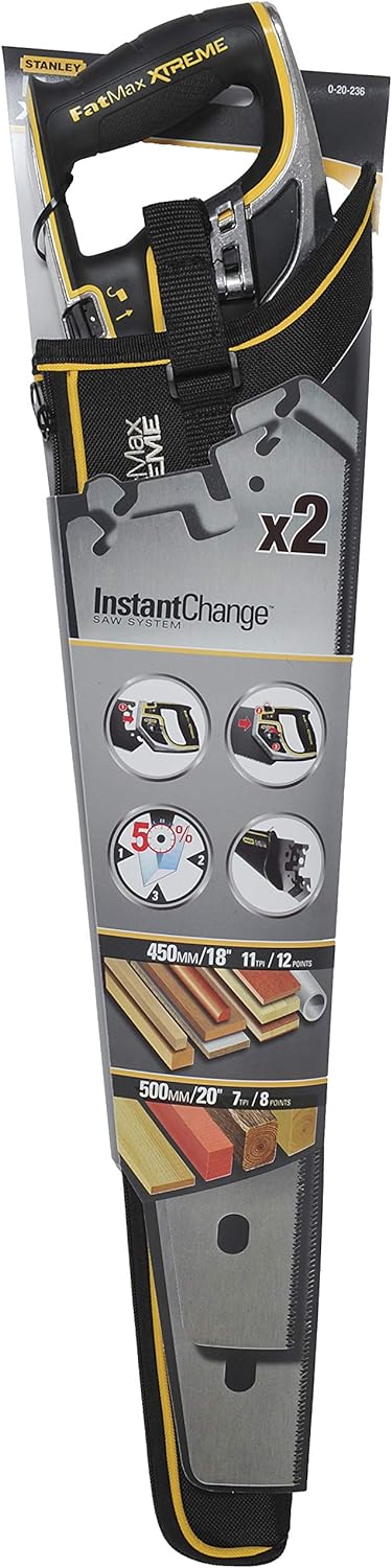 Stanley FatMax Pro Instantchange Sägen Set (unbeschichtet, feine und grobe Zahnung, 450-500 mm Länge