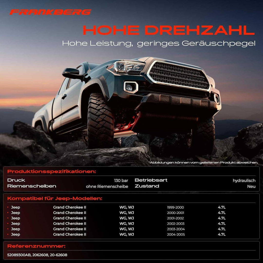 Frankberg Servopumpe Hydraulikpumpe Pumpe Kompatibel mit Grand Cherokee II WJ WG 4.7 V8 4x4 SUV 2001