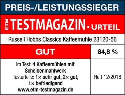 Russell Hobbs Kaffeemühle [Elektrisch mit Scheibenmahlwerk] Classics (variable Mahlgradeinstellungen