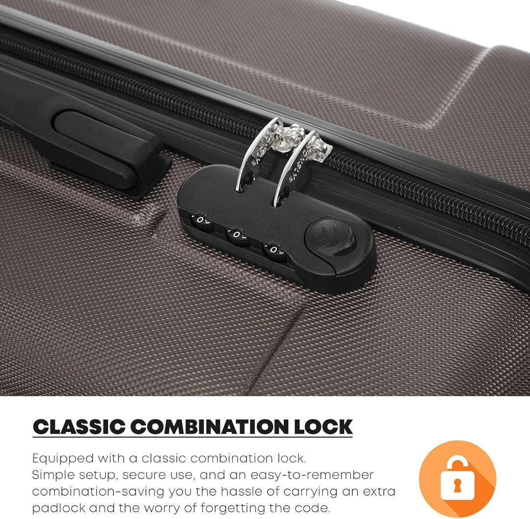 Koffer Suitcase M Braun, Trolley Reisekoffer, Rollkoffer Handgepäck, Kabinenkoffer mit 4 Rollen 360°