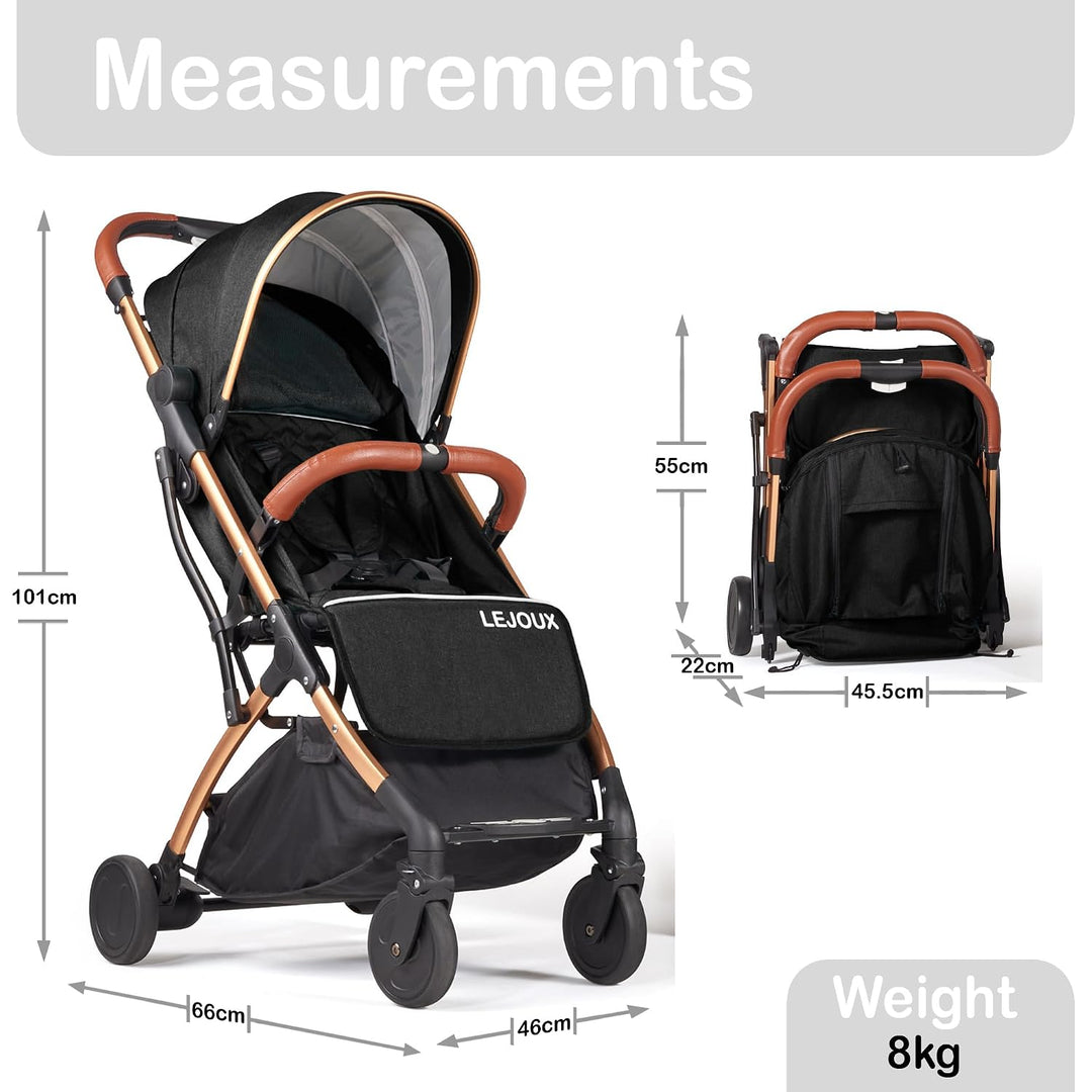 Kinderwagen - Leichter faltbarer Reisebuggy mit 5-Punkt-Gurt, verstellbarer Rückenlehne und übergros