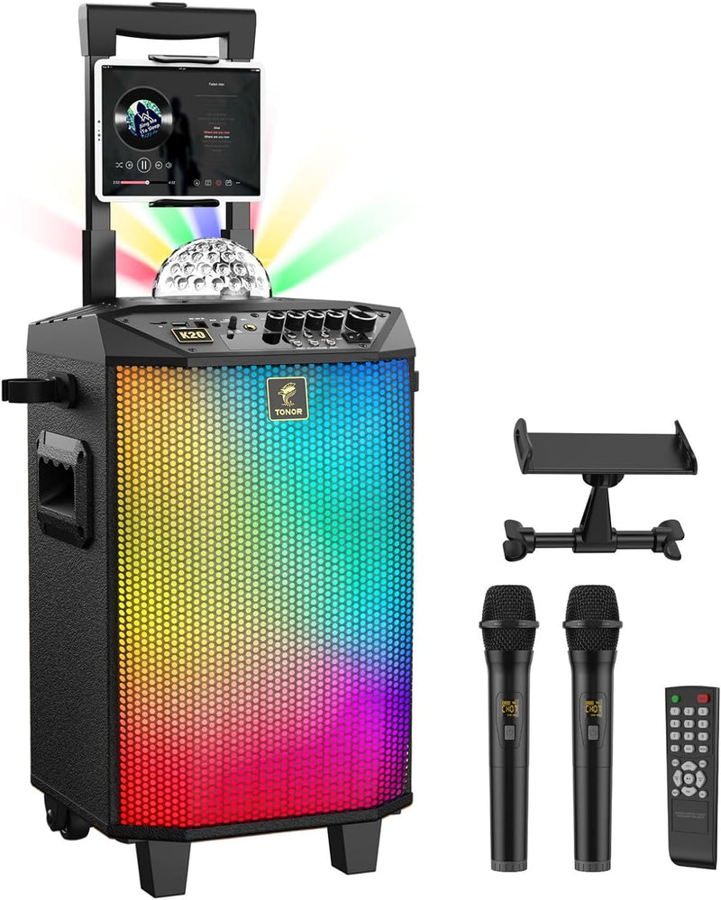 Karaoke Maschine Lautsprecher, TONOR PA Anlage mit 2 Mikrofonnen Bluetooth, Microphone Karaoke Box G
