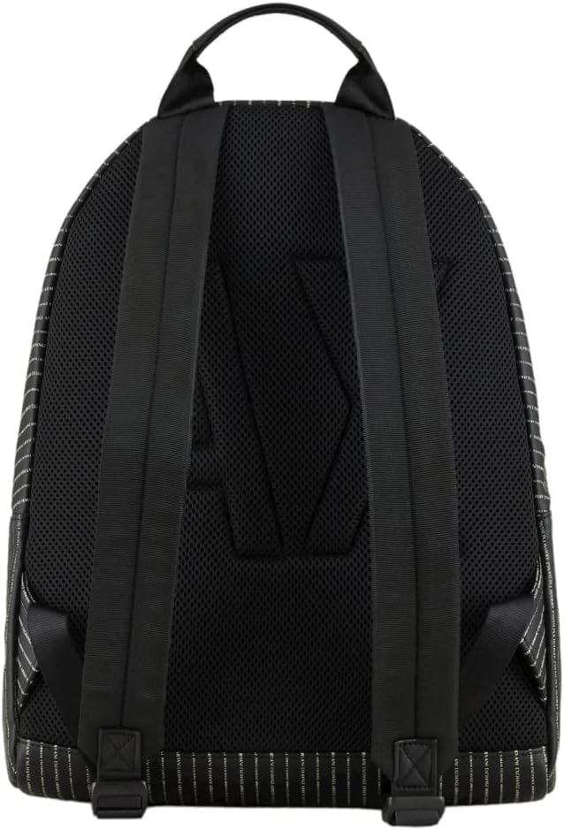 A|X ARMANI EXCHANGE Herren Logo aus Eco-Leder Rucksack, schwarz, Einheitsgrösse