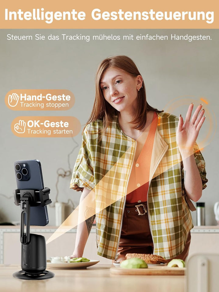 Rollei Easy Creator Desktop mit AI Tracking Automatischer Gesichtsverfolgung Handy Stative 360 Video