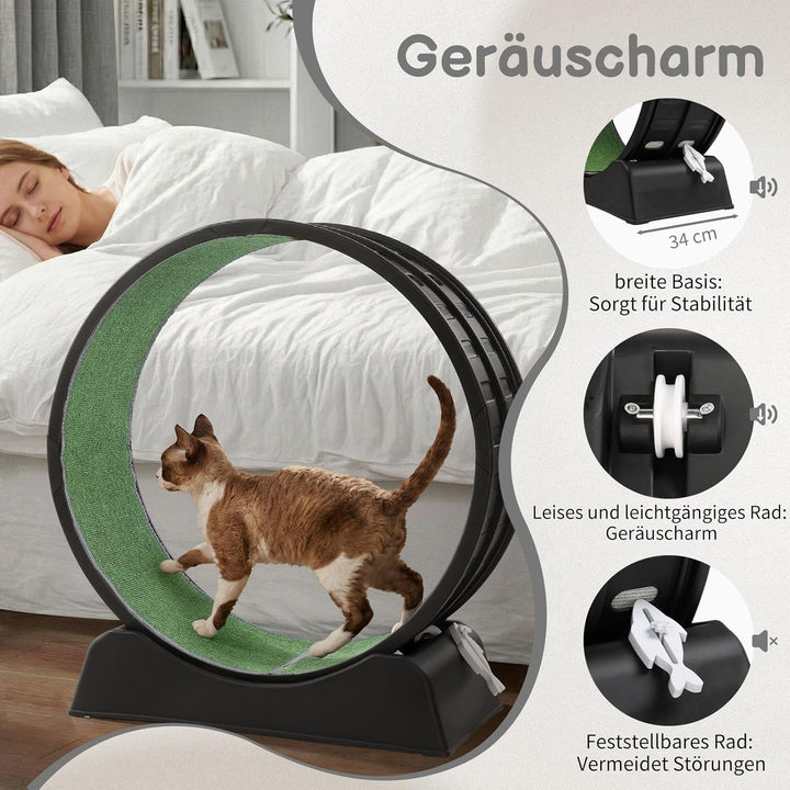 LEADZM Katzenlaufrad 80cm Durchmesser - Laufrad Katze aus Kunststoff, Inklusive Teppich und Katzensp