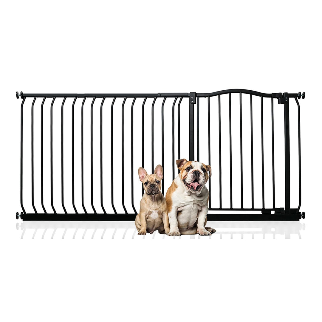Bettacare Gebogenes Hundetor, 171cm - 180cm, Mattschwarz, Druckmontage Haustiertor für Hunde und Wel