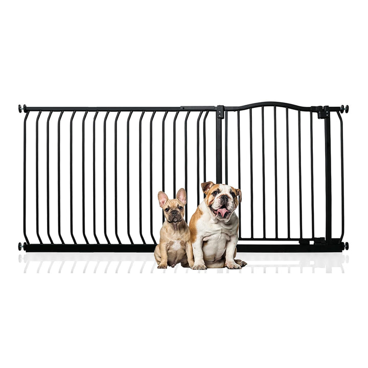 Bettacare Gebogenes Hundetor, 171cm - 180cm, Mattschwarz, Druckmontage Haustiertor für Hunde und Wel