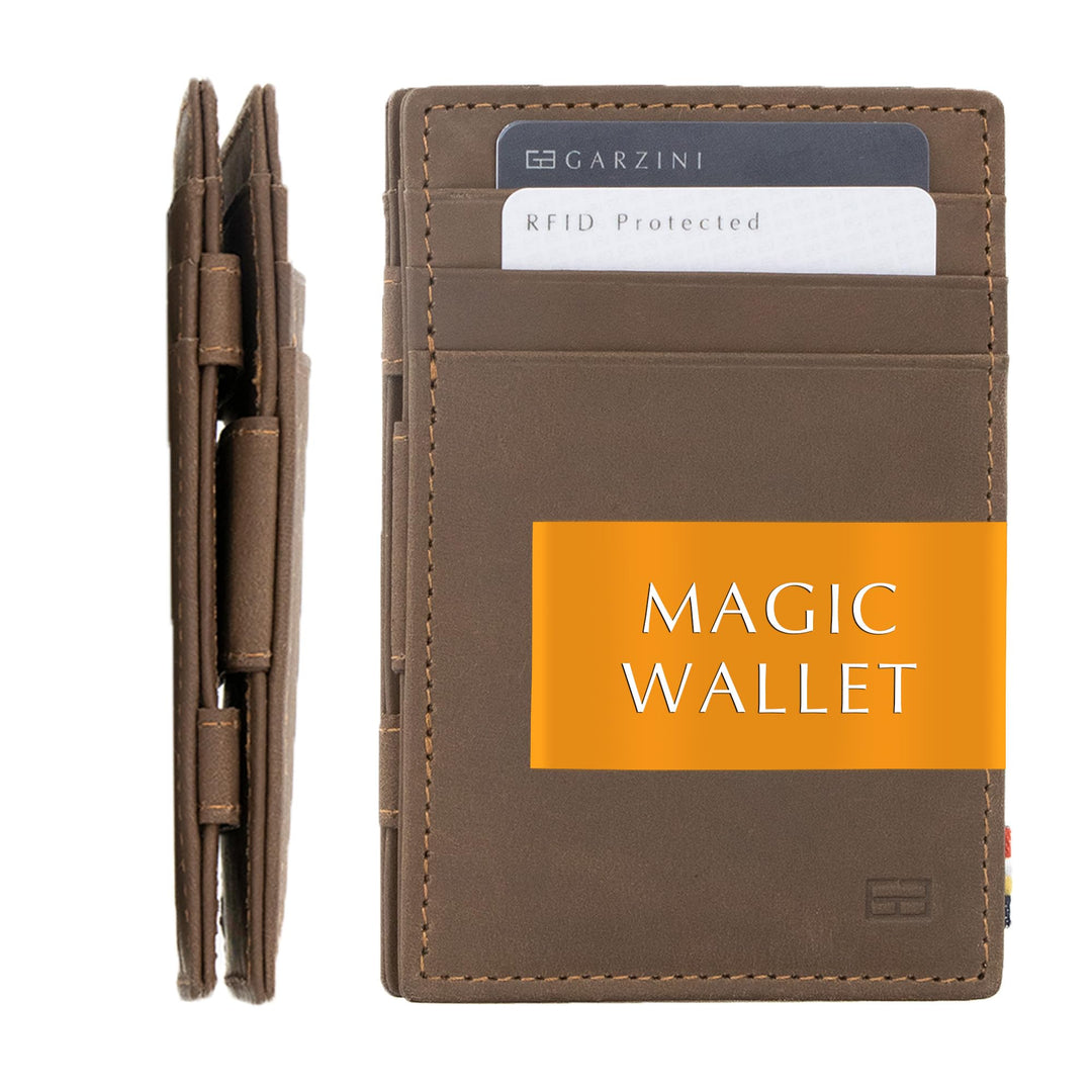 GARZINI Magic Wallet, RFID Geldbeutel für Herren aus echtem Leder mit Platz für 10 Karten, Mini Geld