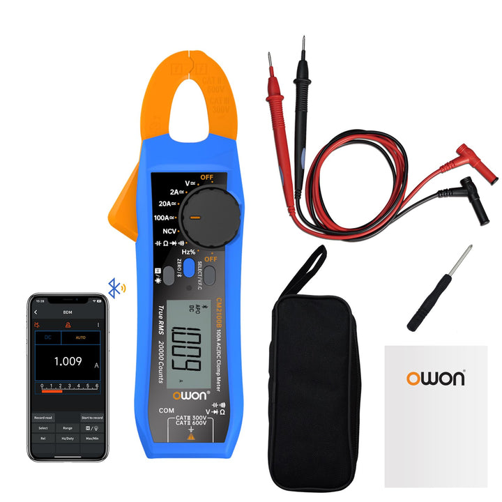 OWON CM2100B Digital Zangenmessgerät Bluetooth Automatische Bereichswahl 20000 Zählungen AC/DC-Wider