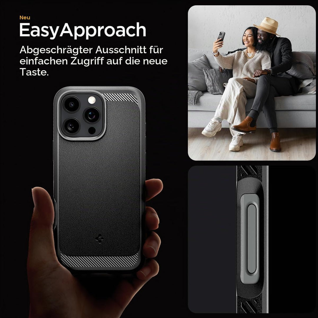 Spigen Rugged Armor MagFit Hülle für iPhone 16 Pro Max, Kompatibel mit MagSafe Zubehör -Matte Black