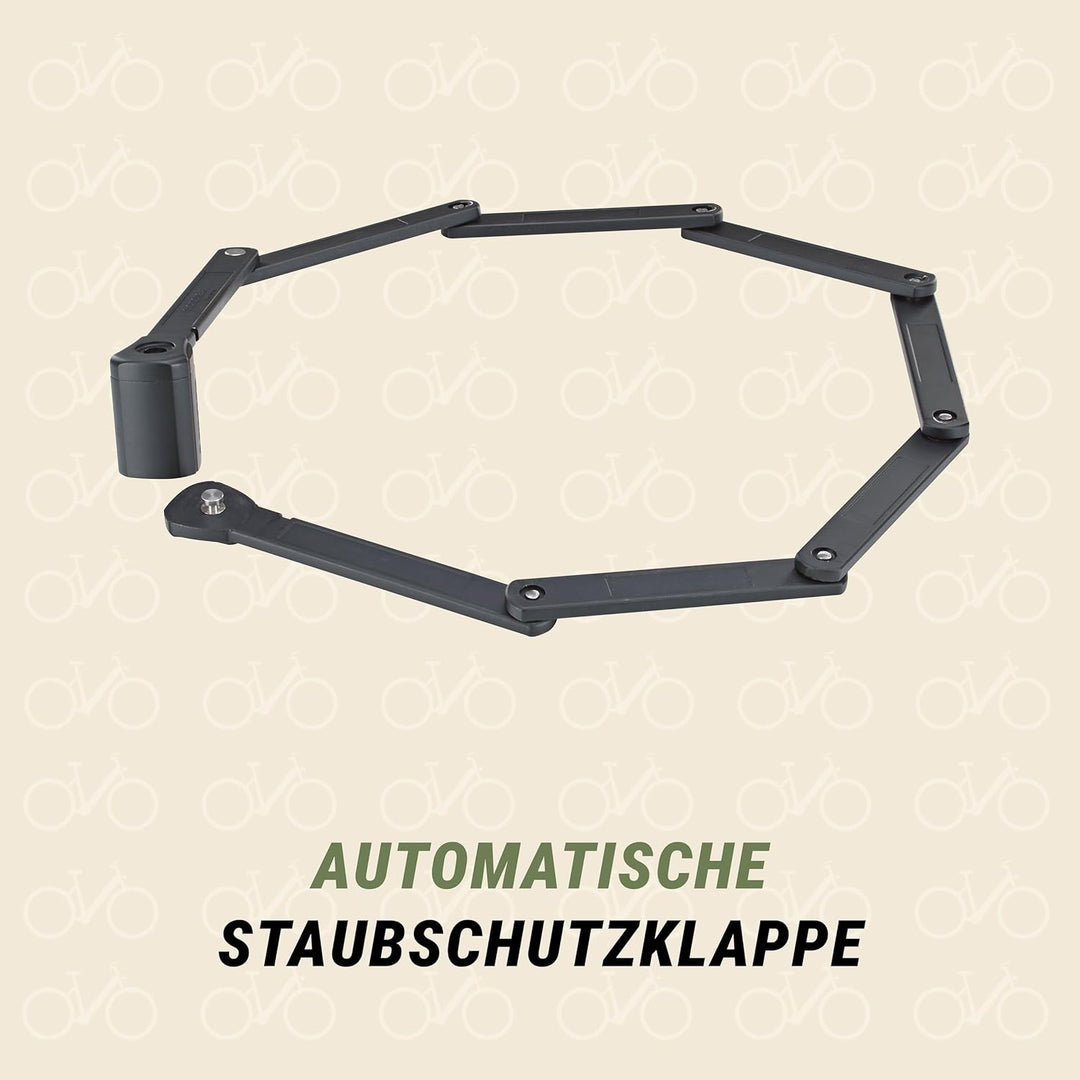 Prophete Faltschloss XXL, Fahrradschloss inkl. Halterung, Länge 120 cm, Farbe schwarz