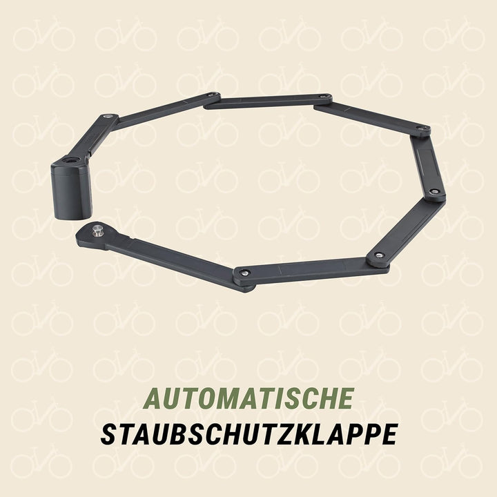 Prophete Faltschloss XXL, Fahrradschloss inkl. Halterung, Länge 120 cm, Farbe schwarz