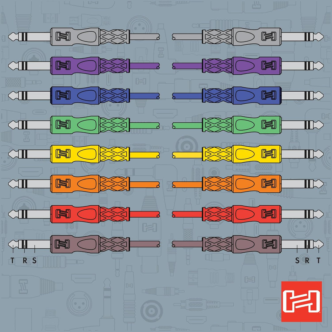 Hosa CSS-830, Balanced Patch Cables, 1/4 in TRS to Same, 1 ft 1 foot, 1 foot