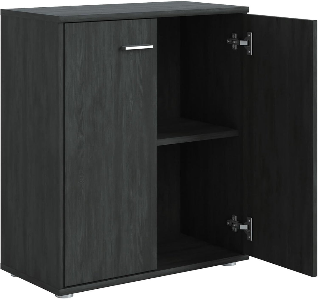 CARO-Möbel Kommode Sideboard Schrank Tommy Esche grau, Anrichte mit 2 Türen inklusive Einlegeboden,
