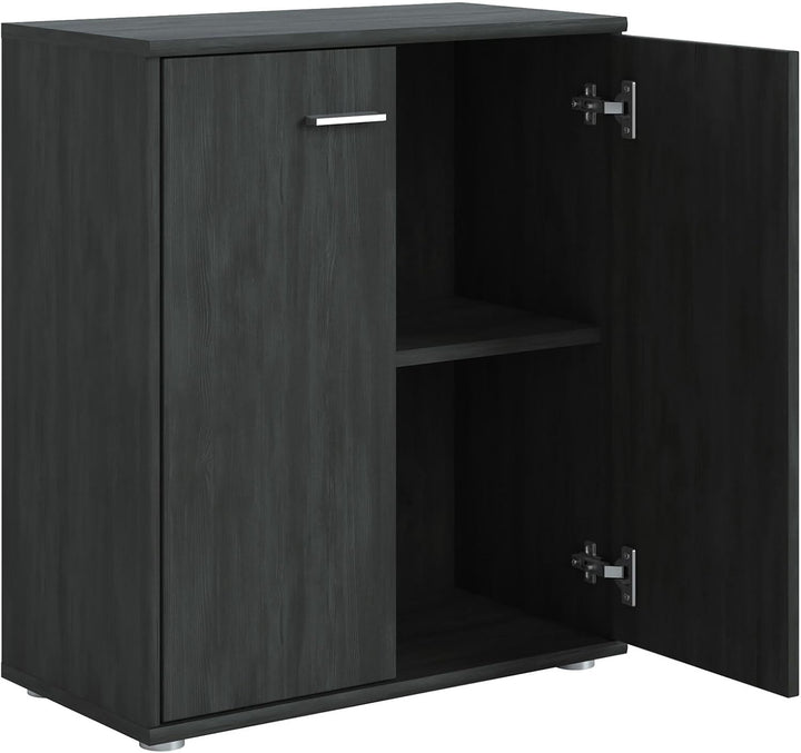CARO-Möbel Kommode Sideboard Schrank Tommy Esche grau, Anrichte mit 2 Türen inklusive Einlegeboden,