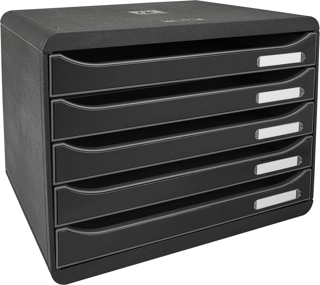 Exacompta 308714D Ablagebox Glossy Querformat mit 5 Schubladen für DIN A+ Dokumente. Belastbare Schu