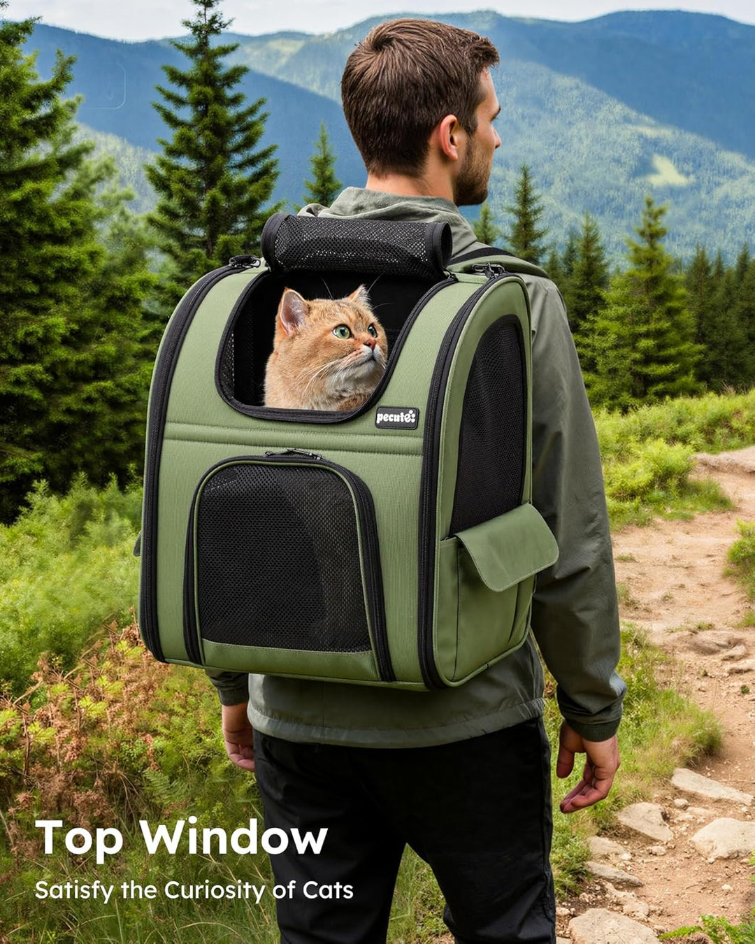 pecute Haustier Expansions Rucksüke für Hund und Katzen mit Front Opening-Mesh Fenstertaschen, Tragb