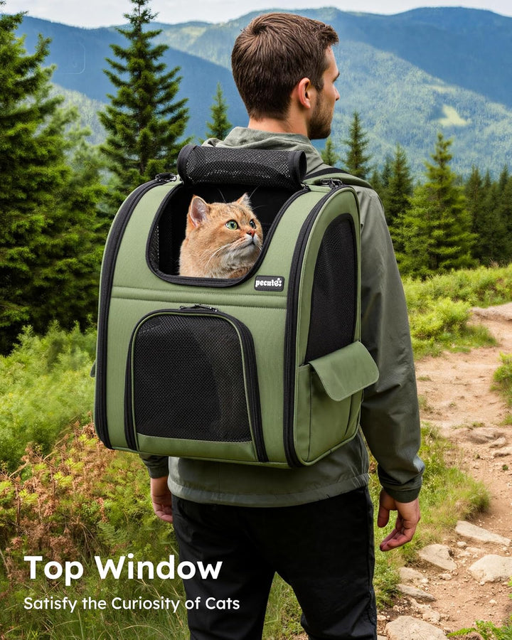 pecute Haustier Expansions Rucksüke für Hund und Katzen mit Front Opening-Mesh Fenstertaschen, Tragb