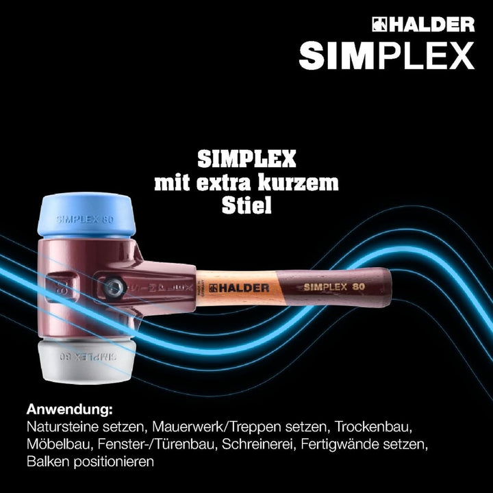 Simplex - Schonhammer, TPE-soft/TPE-mid; mit Tempergussgehäuse und hochwertigem extra kurzen Holzsti