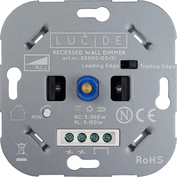 Lucide RECESSED WALL DIMMER NL - Dimmer - 300 Watt 230V - Weiss