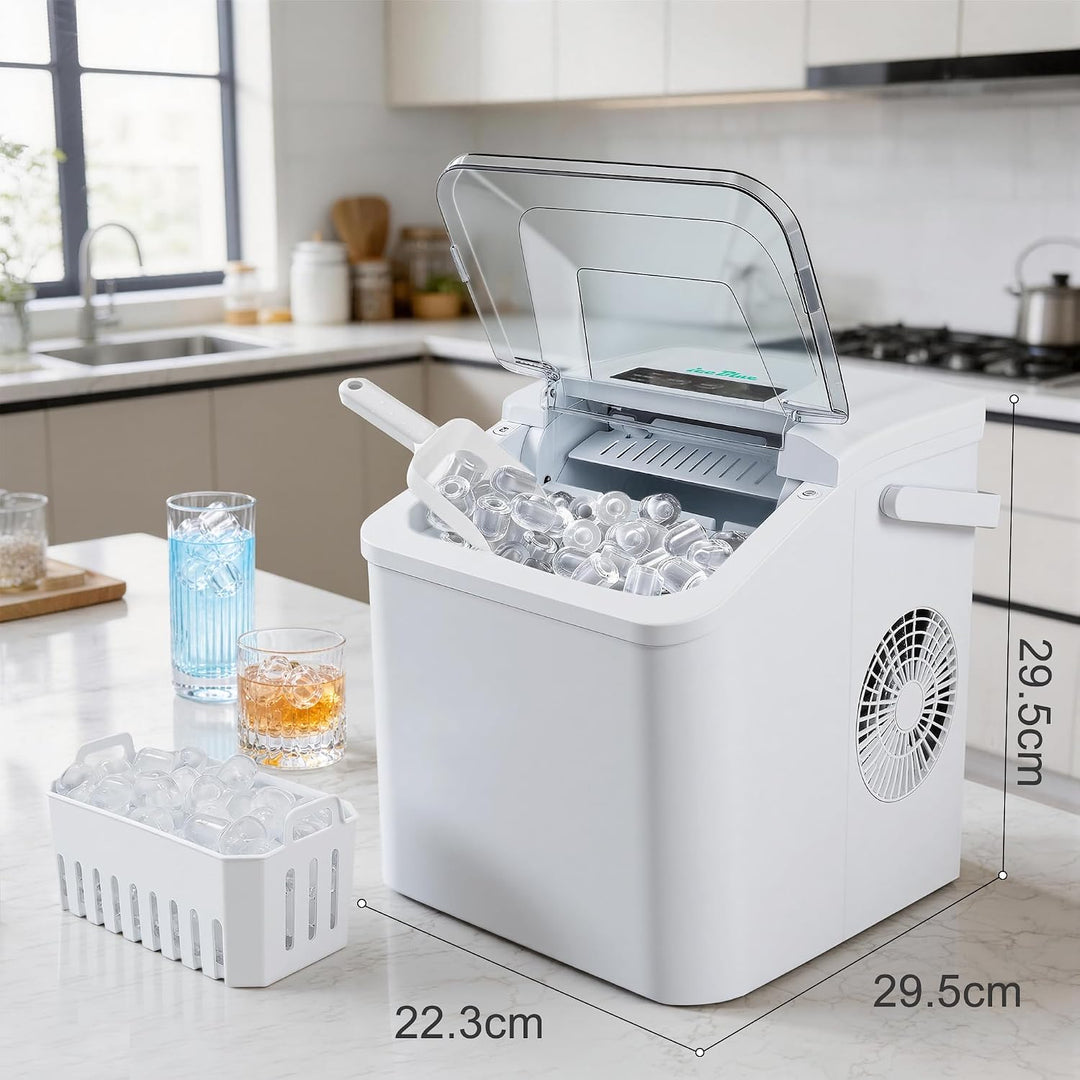Eismaschine, 2 Grössen an Kugeleis Tisch-Eismaschine - weiss | Eismaschine mit täglich 12 kg Eisauss