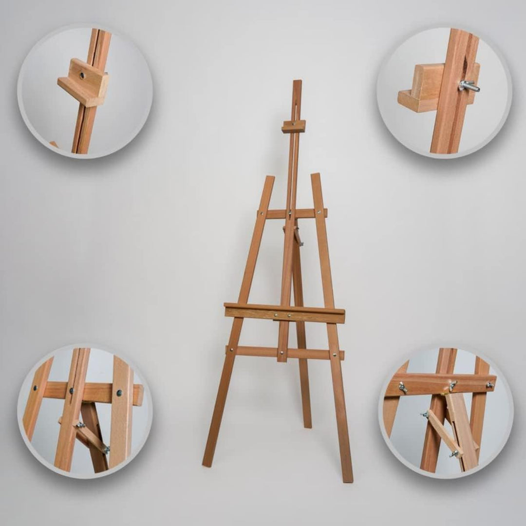 XXL Holz-Staffelei Gross 170 cm aus Buchenholz für Kunstmalerei, Ausstellung, Aussenwerbung. Geeigne