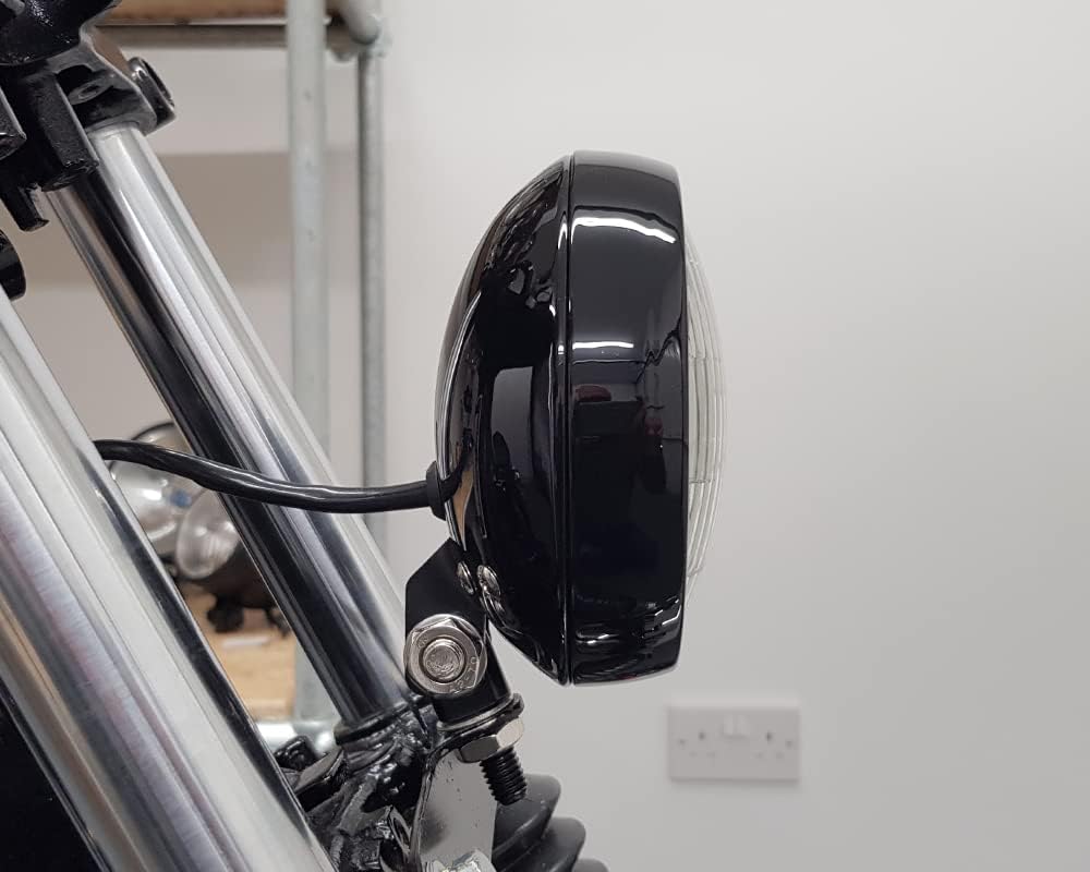 5" Frontscheinwerfer Motorrad - Schale - 12V 55W in Glanz Schwarz für Projekt Massgefertigt Fahrrad