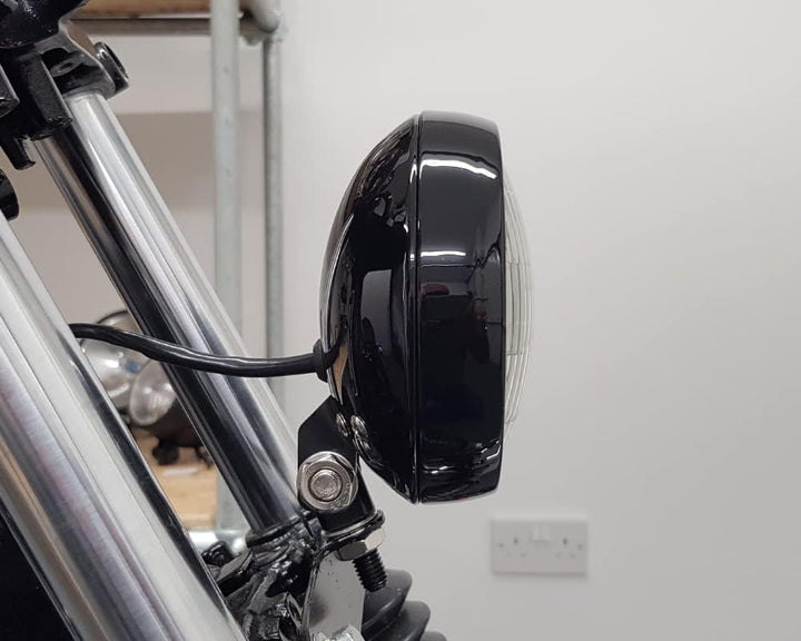5" Frontscheinwerfer Motorrad - Schale - 12V 55W in Glanz Schwarz für Projekt Massgefertigt Fahrrad